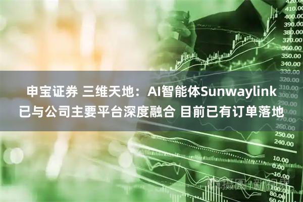 申宝证券 三维天地：AI智能体Sunwaylink已与公司主要平台深度融合 目前已有订单落地