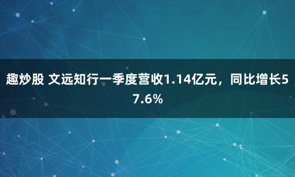 趣炒股 文远知行一季度营收1.14亿元，同比增长57.6%