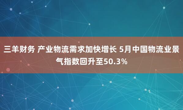 三羊财务 产业物流需求加快增长 5月中国物流业景气指数回升至50.3%